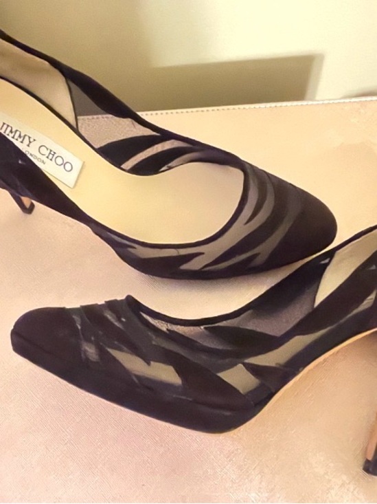 Jimmy Choo Dark Purple , Mesh Suede , round toe Pumps - Picture 2 of 6